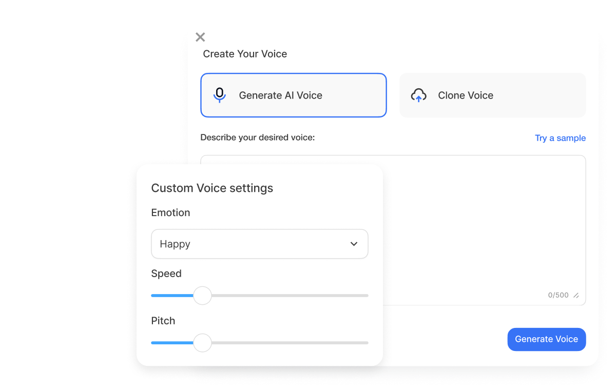 How to create AI custom voice with precise tone, accent, pitch, and pacing in Visla